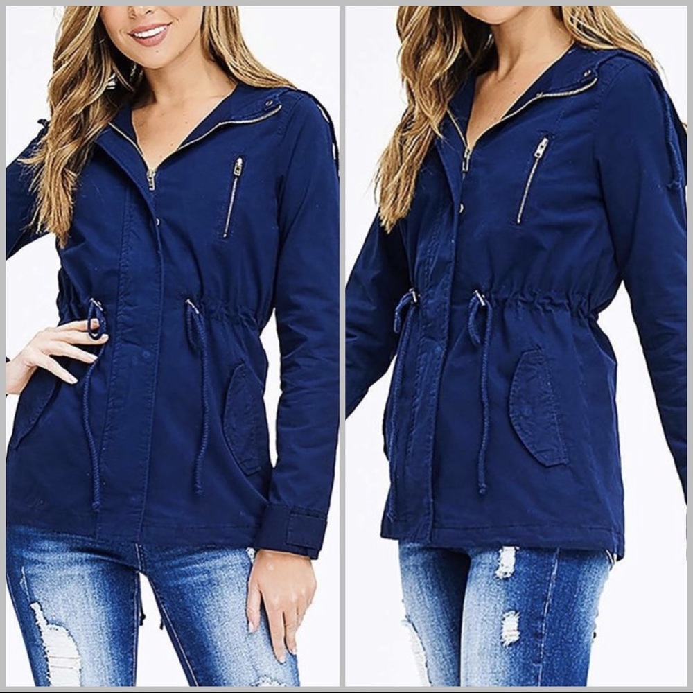 ‼️CLEARANCE‼️ Navy Hooded Jacket - Picture 3 of 7